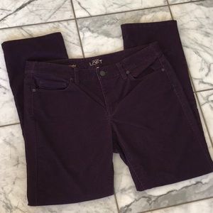 LOFT Modern Fit Purple Corduroy Pants